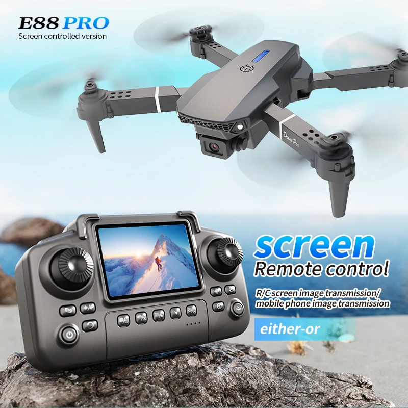 Drone Camera Wide Angle - Dron Profesional E88 PRO con Pantalla,
