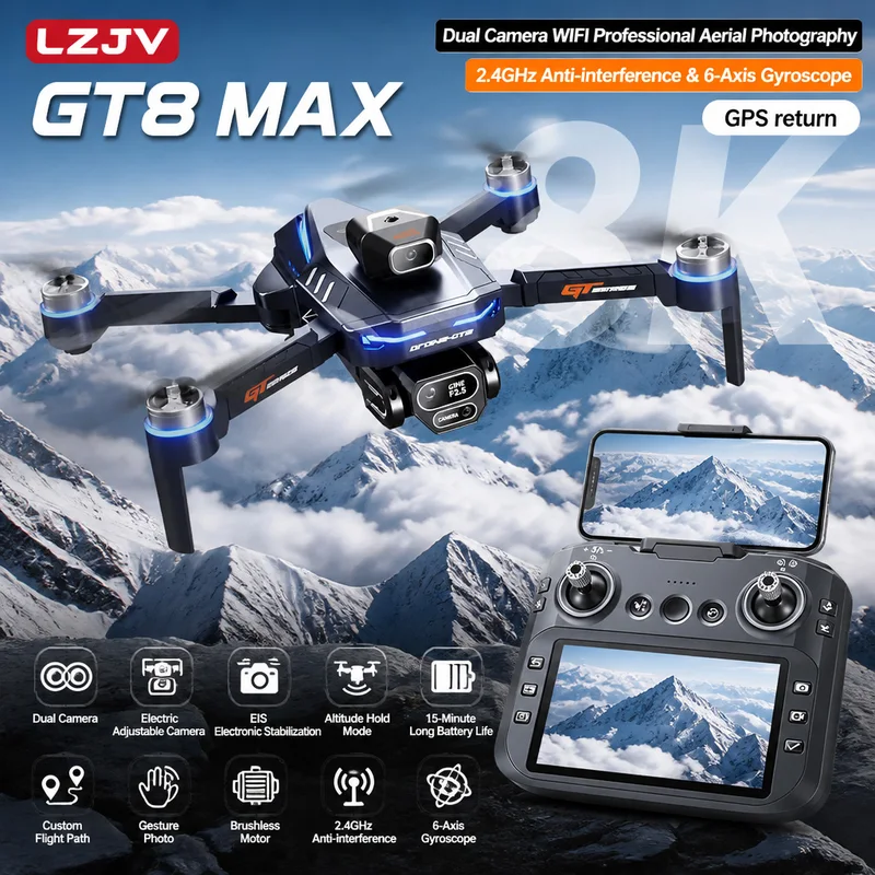 Drone Camera Lens - Dron Plegable GT8 Max 8K HD